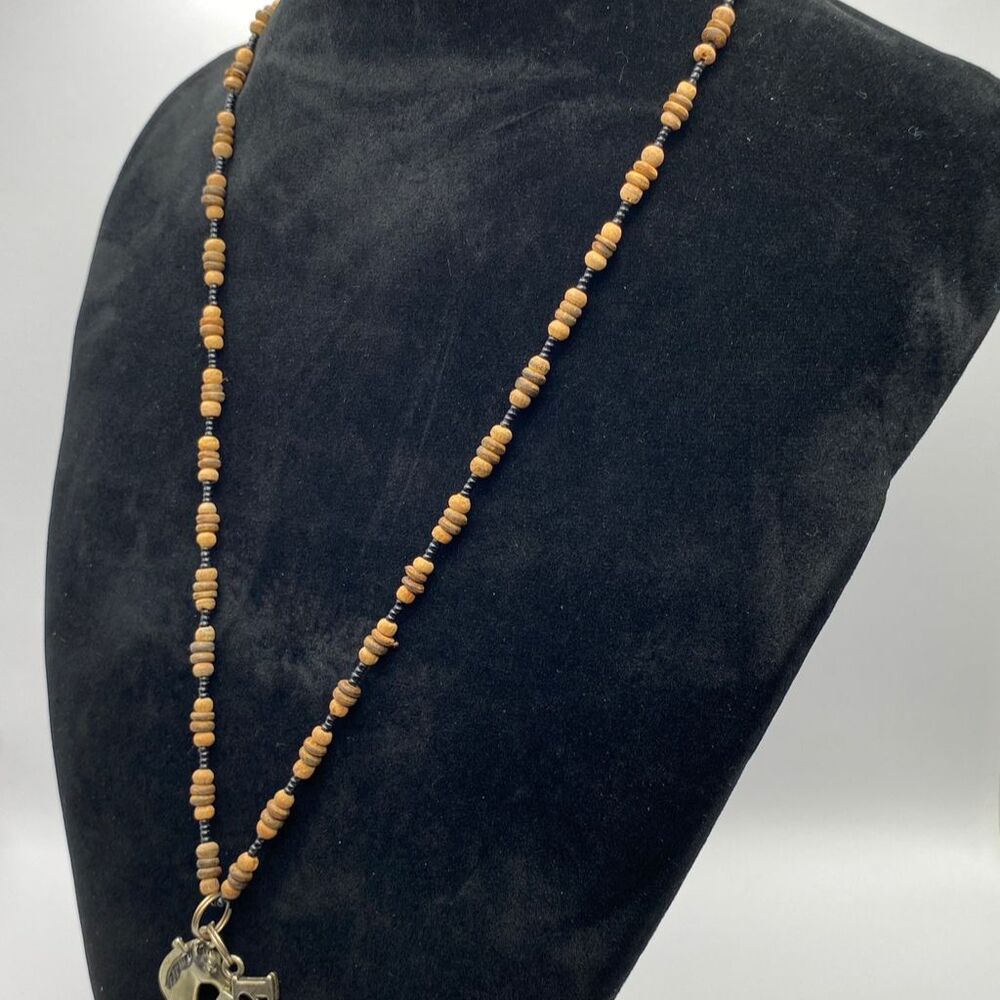 Item 514 Handcrafted Beaded Necklace Spiritual Cultural Pendants Unisex Wood